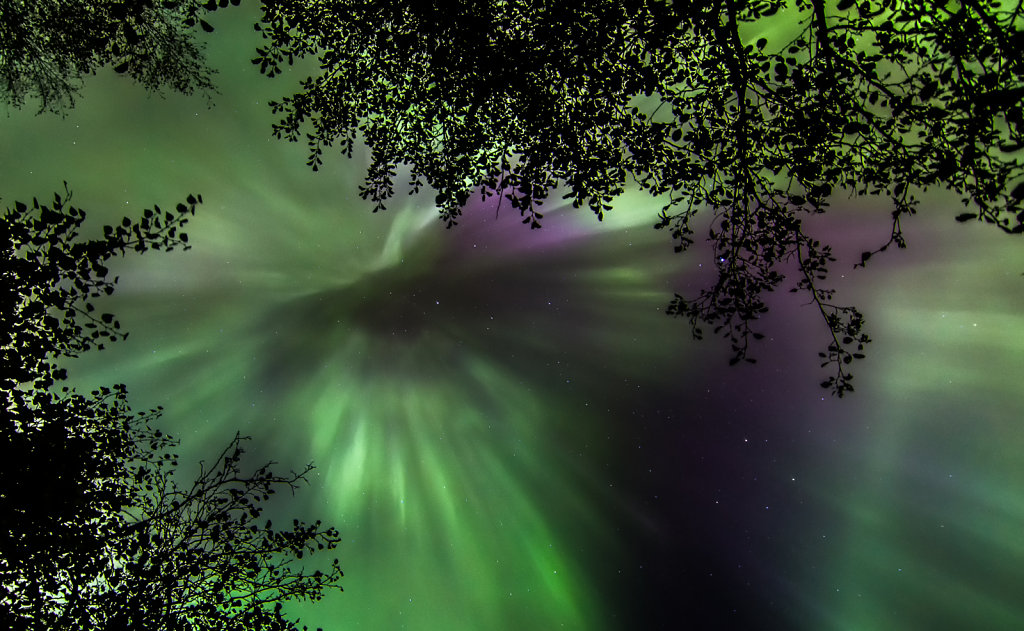 Aurora borealis corona in Espoo Lake Bodom